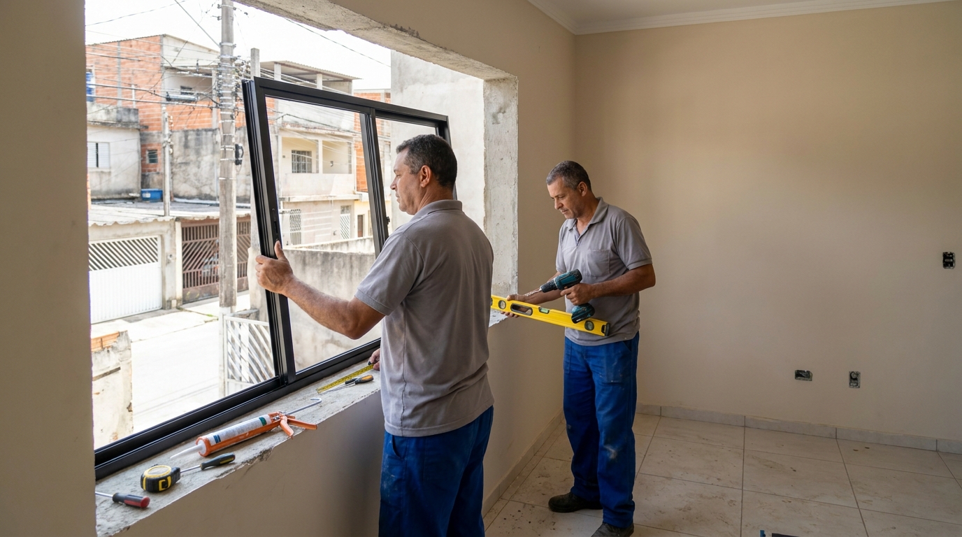 Esquadria de alumínio com vista para rua em Osasco-SP